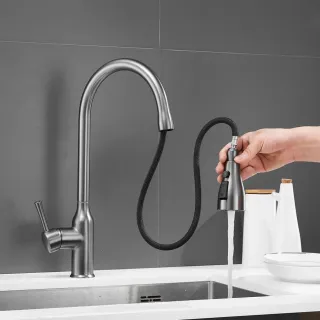 Смеситель для кухни Shevanik S163T оружейная сталь